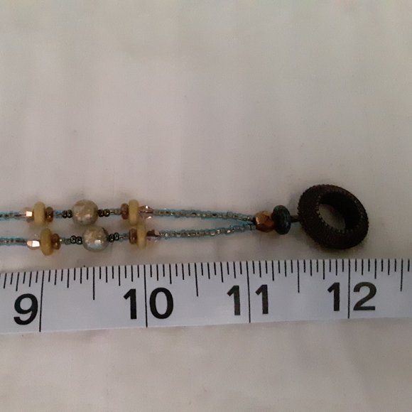 Blue Iridescent Seed Bead Necklace - Picture 13 of 13